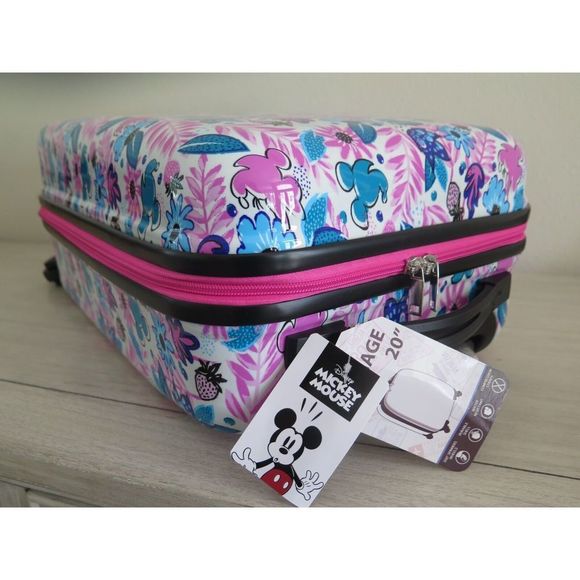 Disney Minnie/Mickey Mouse Hardshell Spinner Luggage 20” Upright Suitcase - Picture 3 of 12